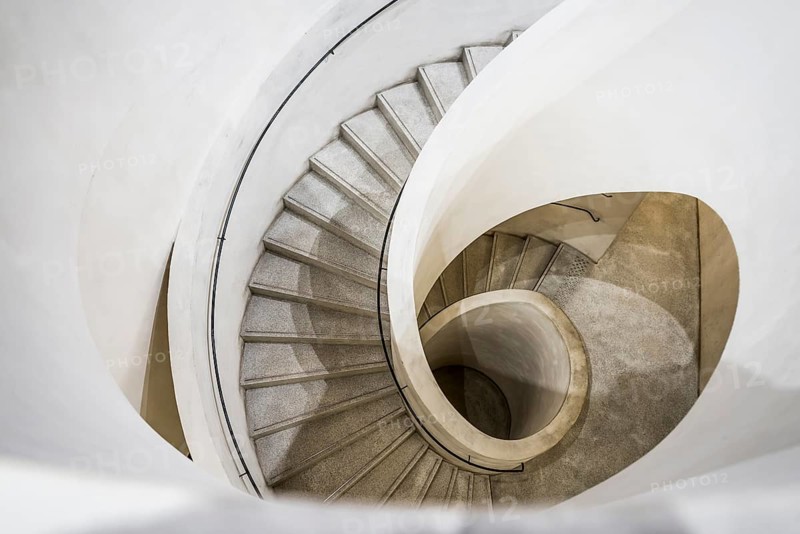 Spiral staircase, Unterlinden Museum, Musée Unterlinden, new building by architects Herzog and de Meuron, Colmar, Alsace, France, Europe