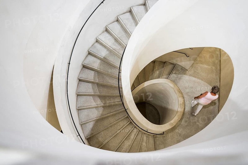 Spiral staircase, Unterlinden Museum, Musée Unterlinden, new building by architects Herzog and de Meuron, Colmar, Alsace, France, Europe