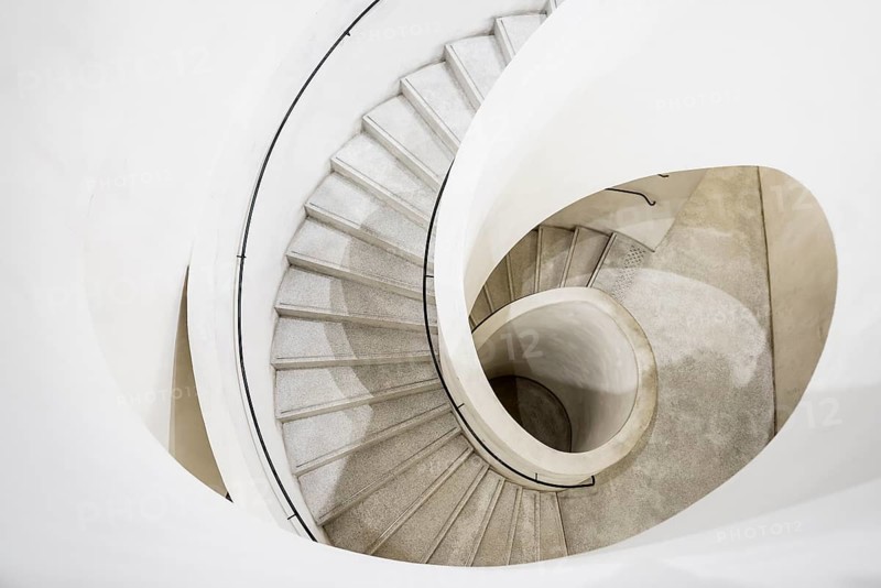 Spiral staircase, Unterlinden Museum, Musée Unterlinden, new building by architects Herzog and de Meuron, Colmar, Alsace, France, Europe