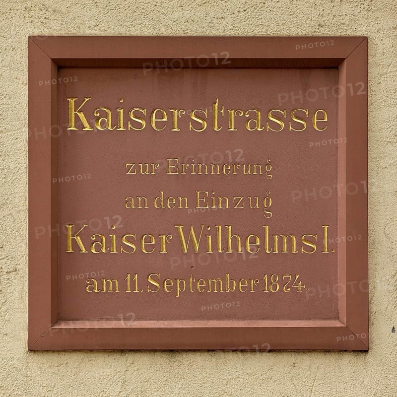 Commemoration of the entry of Kaiser Wilhelm I, memorial plaque on the façade, Old Town Hall, Friedberg, Wetterau, Hesse, Germany, Europe
