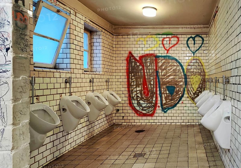 Public men's toilet at the town hall, interior view, Bochum, Ruhr area, North Rhine-Westphalia, Germany, Europe