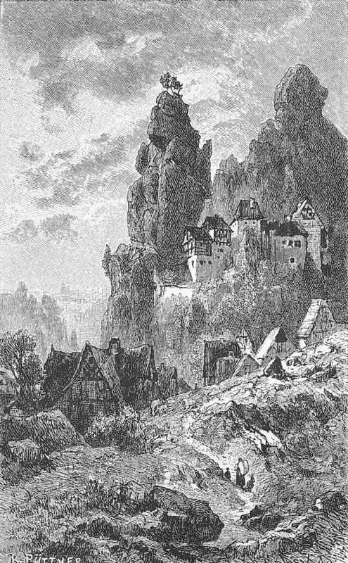 The village of Tüchersfeld in Franconian Switzerland, around 1899, Upper Franconia, Bavaria, Germany, Historical, digitally restored reproduction from a 19th century original, Record date not stated, Europe