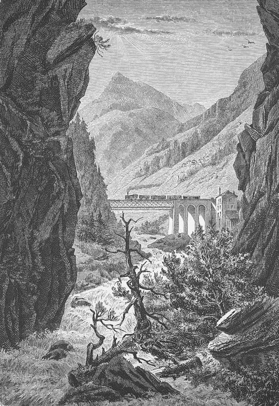 Göschenen on the Gotthard railway, Bridge over the Ticino near Stalvedro, 1895, Switzerland, Historic, digitally restored reproduction from a 19th century original, Record date not stated, Europe