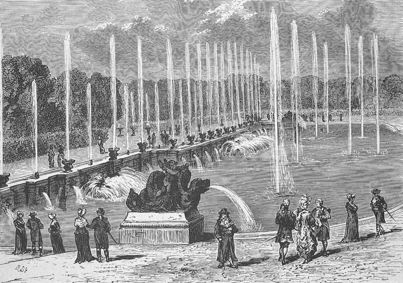 Water Art in the Palace Park of Versailles, c. 1880, France, Historical, digitally restored reproduction from a 19th century original, Record date not stated, Europe