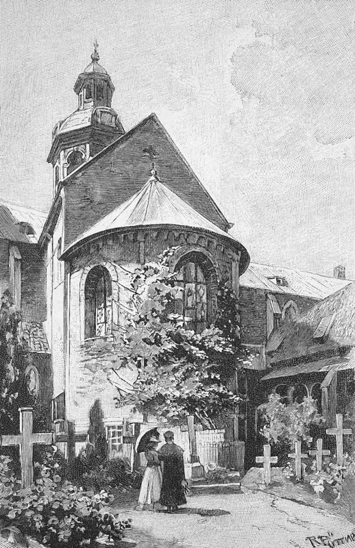The 1000-year-old rosebush at Hildesheim Cathedral, around 1880, Lower Saxony, Germany, Historical, digitally restored reproduction from a 19th century original, Record date not stated, Europe
