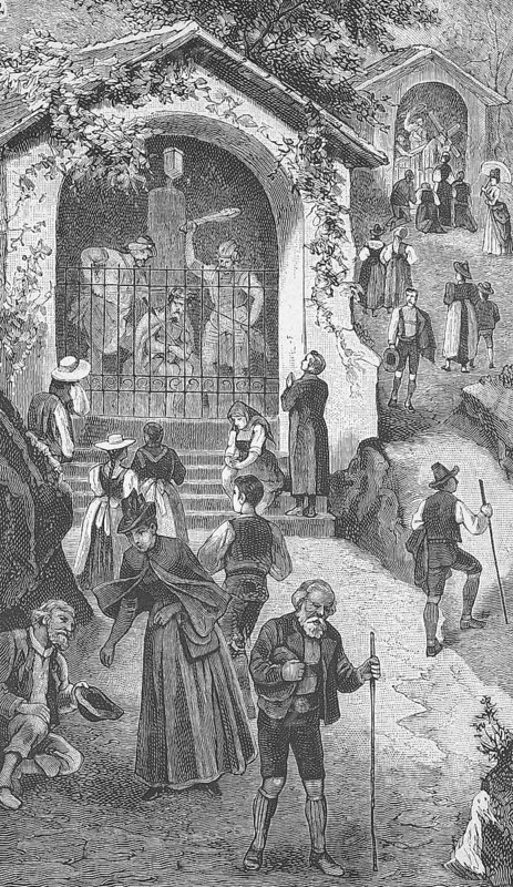 Station of the Cross at the Calvary at the Church of the Holy Sepulchre on Mount Virgl in Bolzano, South Tyrol, Italy, Historic, digitally restored reproduction from a 19th century original, Record date not stated, Europe
