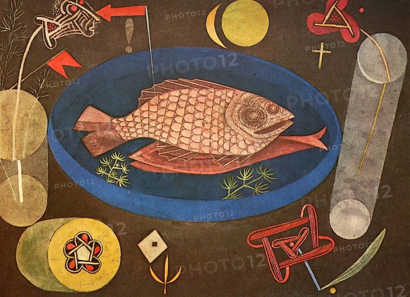 Painting by Paul Ernst Klee (b. 18 December 1879 in Münchenbuchsee. d. 29 June 1940 in Muralto), German painter, Rund um den Fisch, Historical, digitally restored reproduction from a 19th century original, Record date not stated