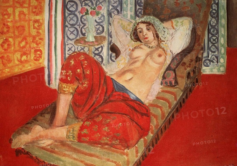Painting by Henri Matisse (b. 31 December 1869 in Le Cateau-Cambrésis, Département Nord, France, d. 3 November 1954 in Cimiez, today a district of Nice), French painter, graphic artist, draughtsman and sculptor, Odalisque with red trousers, Historic, digitally restored reproduction from a 19th century original, Record date not stated, Europe