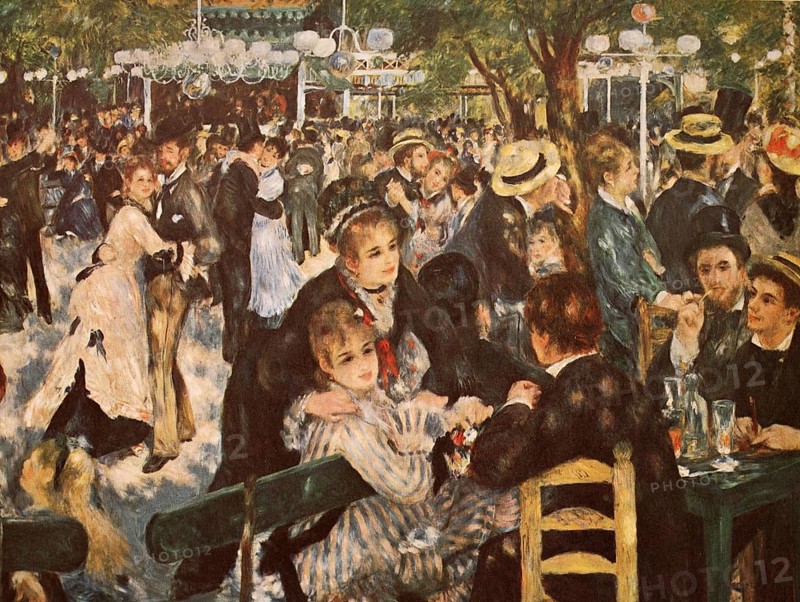 Painting by Pierre-Auguste Renoir (b. 25 February 1841 in Limoges, Limousin, d. 3 December 1919 in Cagnes-sur-Mer, Côte d'Azur), one of the most important French Impressionist painters, La Moulin de la Galette, Historic, digitally restored reproduction from a 19th century original, Record date not stated