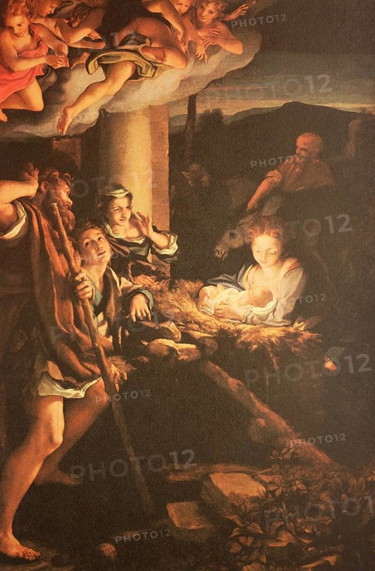 Painting by Antonio da Correggio (born August 1489 in Correggio, died 5 March 1534 in Correggio), Italian painter, The Holy Night, Historic, digitally restored reproduction from a 19th century original, Record date not stated