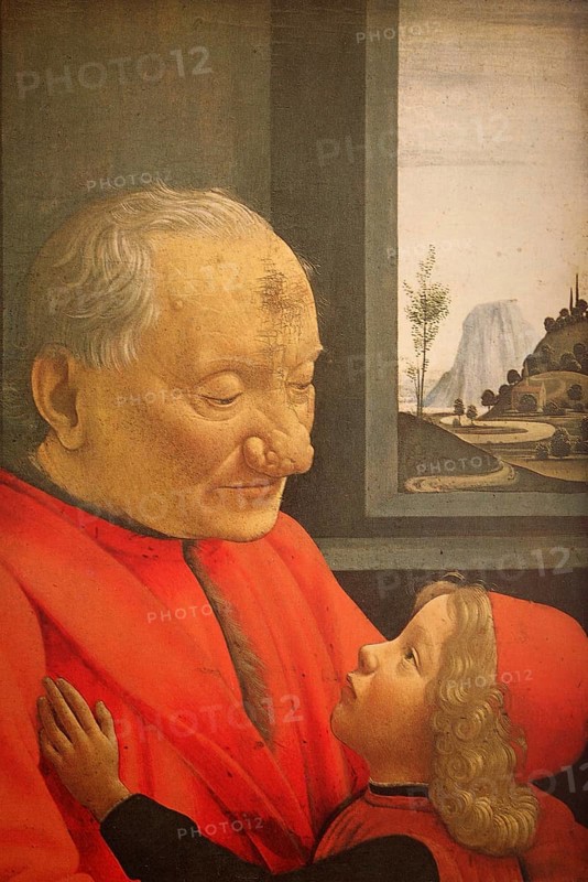 Painting by Domenico Ghirlandaio (born 2 June 1449 in Florence. died  11 January 1494 ibid.), actually Domenico di Tommaso Curradi di Doffo Bigordi, Florentine painter, The Old Man and his Grandson, Historical, digitally restored reproduction from a 19th century original, Record date not stated
