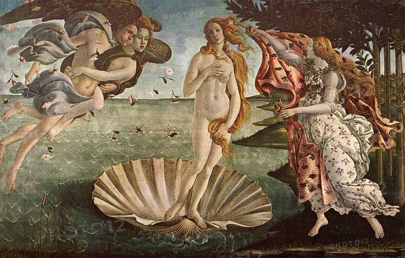Painting by Sandro Botticelli (born 1 March 1445 in Florence. died  1510, buried 17 May 1510 ibid.), Italian painter, The Birth of Venus, Historical, digitally restored reproduction from a 19th century original, Record date not stated