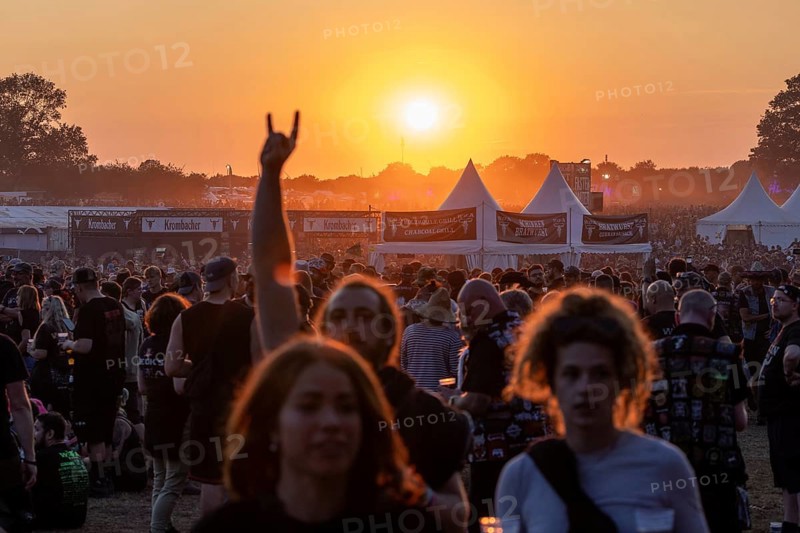 Evening atmosphere at the Wacken Open Air in Wacken. The traditional metal festival takes place from 31 July to 2 August 2024