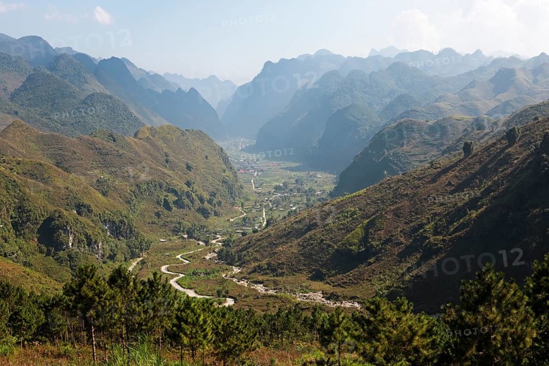 Karst hills in the Dong Van Karst Plateau UNESCO Global Geopark, Ha Giang Province, Vietnam, Asia
