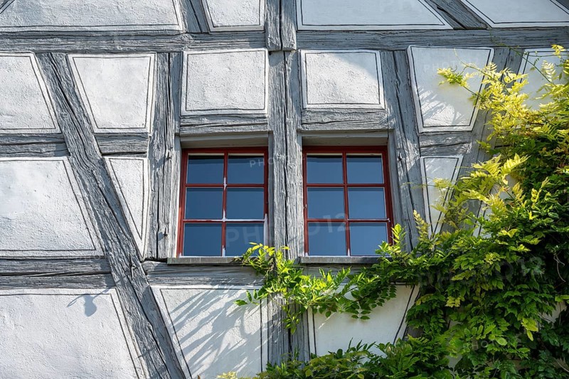 Detail of historic half-timbered house, Ittingen Charterhouse, Warth-Weiningen near Frauenfeld, Canton Thurgau, Switzerland, Europe