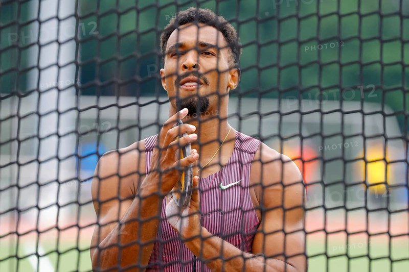 Leo Neugebauer, German decathlete and Paris 2024 Olympic participant, in a triple competition as part of the Thorpe Cup 2024, discus throwing, Wetzlar, Hesse