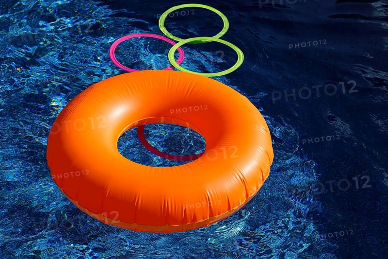 Summer, inflatable swim ring in a pool, Province of Quebec, Canada, North America