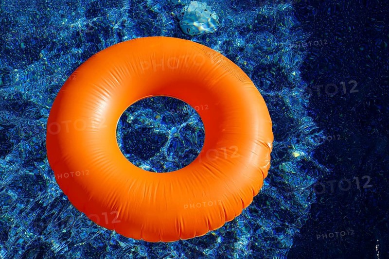 Summer, inflatable swim ring in a pool, Province of Quebec, Canada, North America