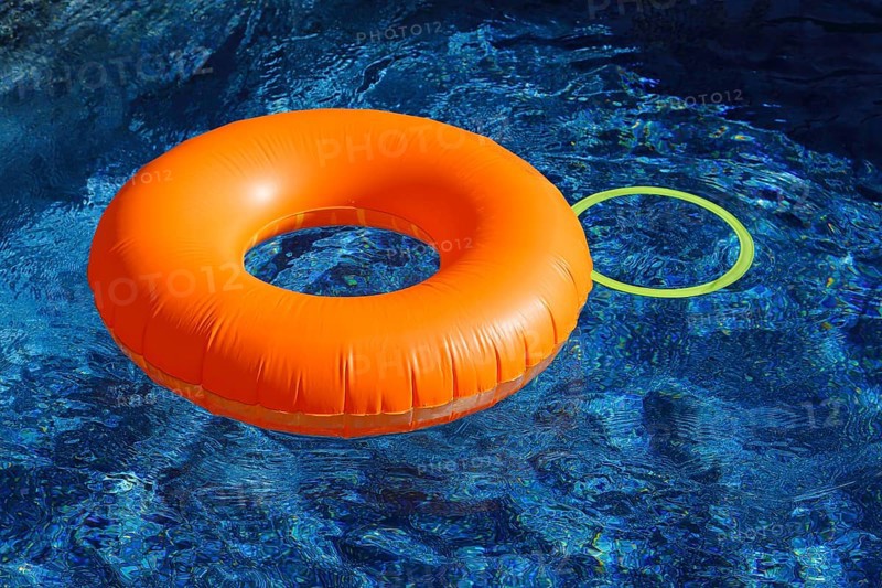 Summer, inflatable swim ring in a pool, Province of Quebec, Canada, North America