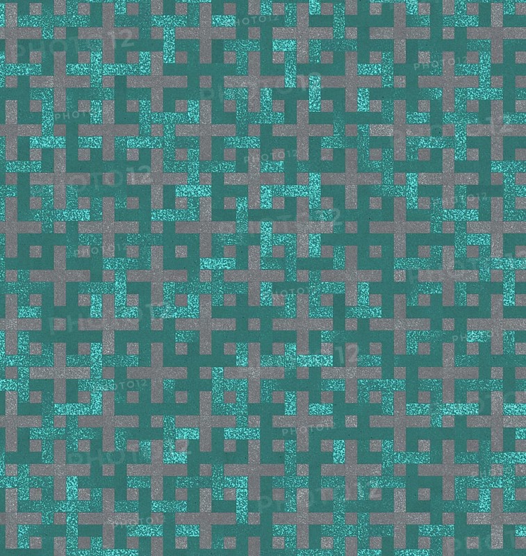 Geometric pattern with teal and gray rectangles creating an abstract, woven mosaic effect