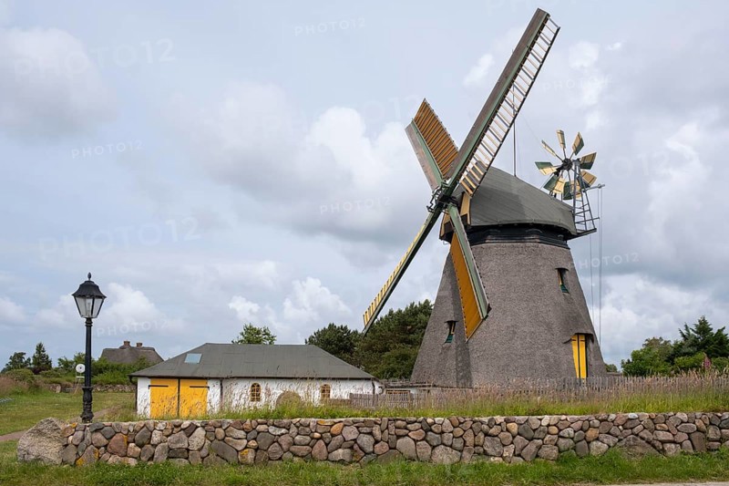 Amrum windmill with museum, fog, Amrum, North Sea island, North Frisia, Schleswig-Holstein, Germany, Europe