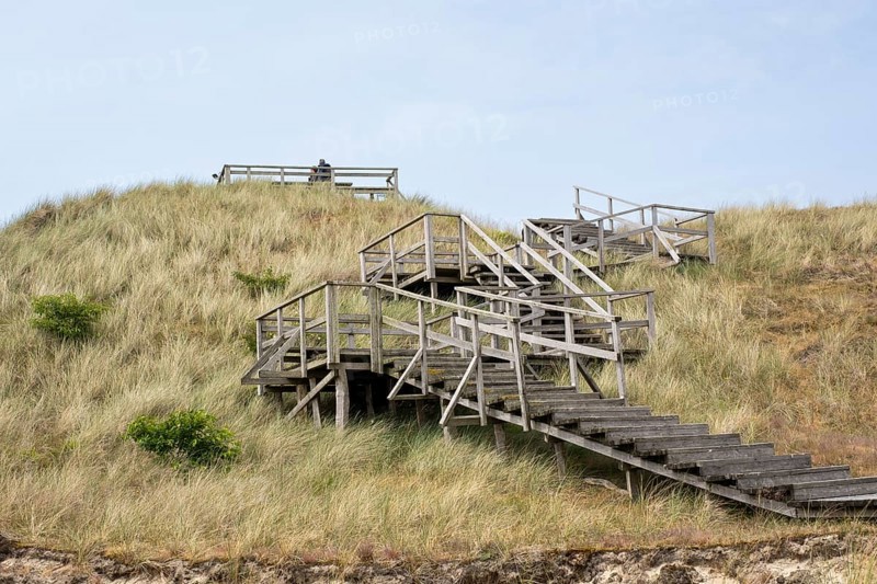 Ascent to the viewing platform, viewing dune, Amrum, North Sea island, North Frisia, Schleswig-Holstein, Germany, Europe