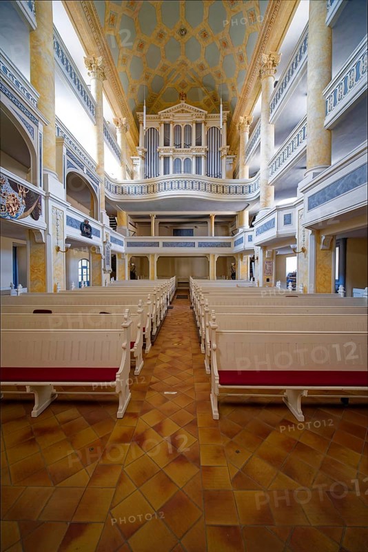 Protestant town church of St Mary with the organ, Kreutzbach-Jehmlich organ, interior view, residential town of Greiz, Thuringia, Germany, Europe