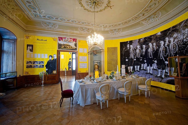 Museum, neo-classical Lower Castle, interior view, residential town of Greiz, Thuringia, Germany, Europe
