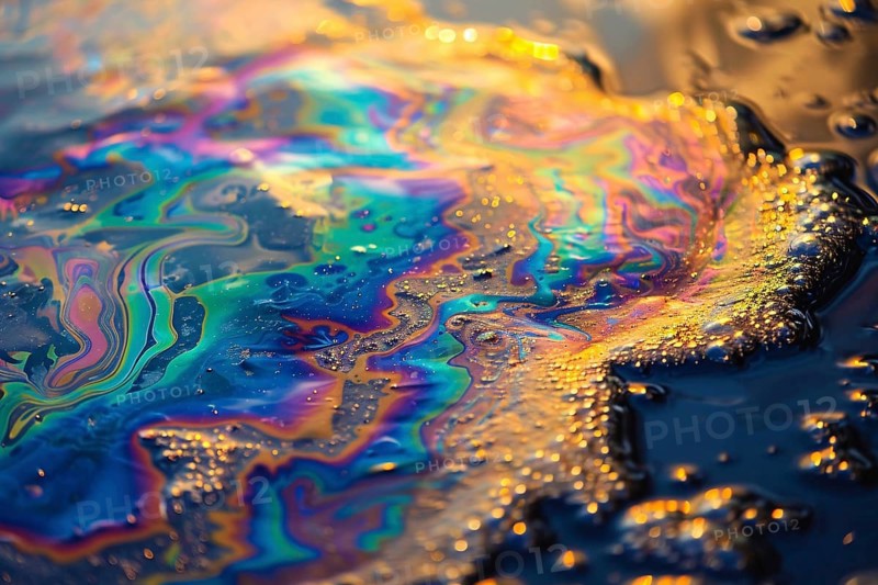 Oil layer on ocean water. Generative Ai, AI generated