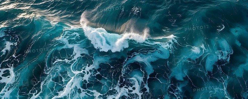 Aerial view of an cresting ocean wave unfolding its violent beauty, AI generated