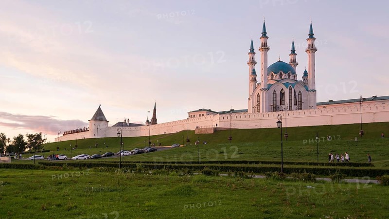 Famous tourist attraction, modern architecture in Kazan city center. Islam and travel concept