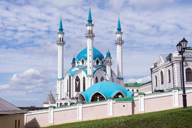 Famous tourist attraction, modern architecture in the center of Kazan. Islam and traveling