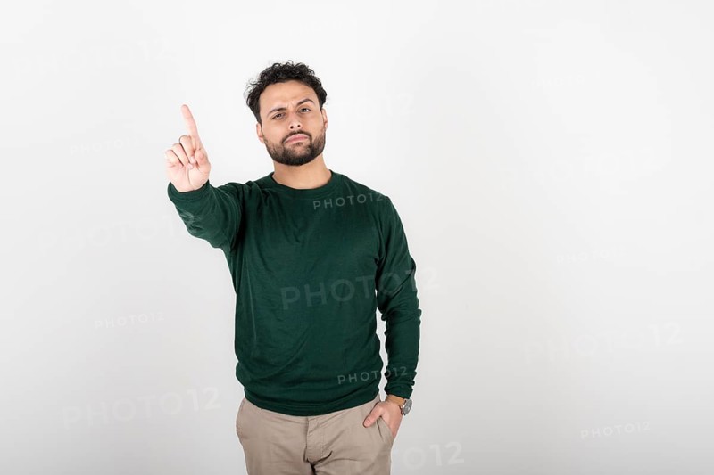 Man making an objection with her hand
