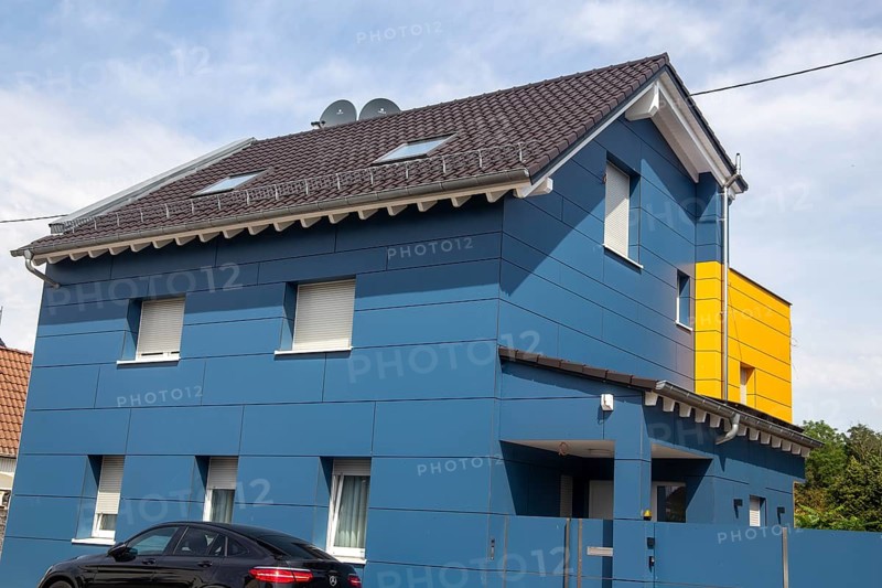 Façade cladding on a residential building
