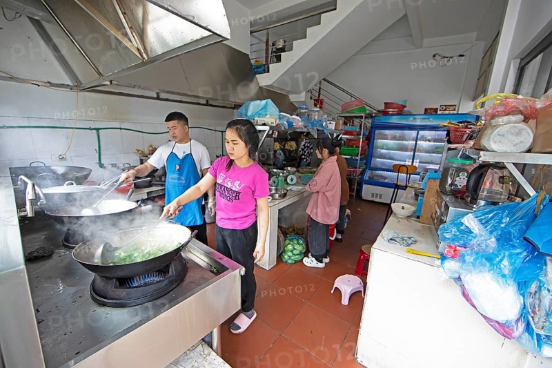 Kitchen of a Vietnamese restaurant, Ha Giang province, Vietnam, Asia