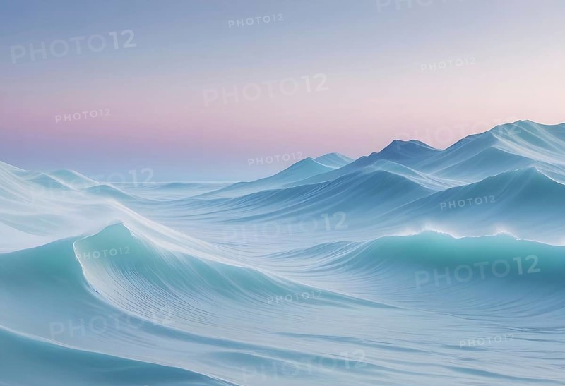 Ethereal scene with ocean waves and twilight sky in pastel hues, conveying tranquility and serene beauty, AI generated