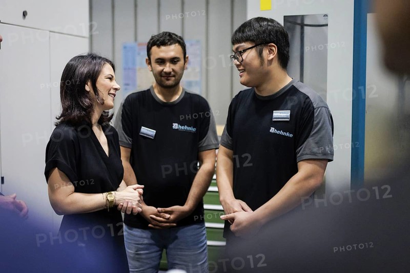 Annalena Bärbock (Alliance 90/The Greens), Federal Foreign Minister, photographed during a visit to automotive supplier Hehnke GmbH & Co. KG during the Foreign Minister's trip to Germany in Steinbach-Hallenberg, 31 July 2024