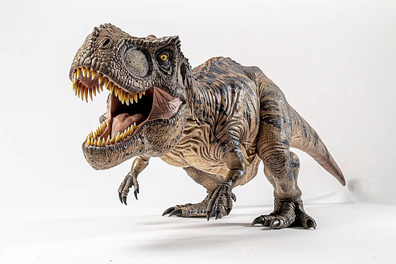 Huge Giganotosaurus dinosaur, largest known terrestrial carnivores on white background. Generative Ai, AI generated