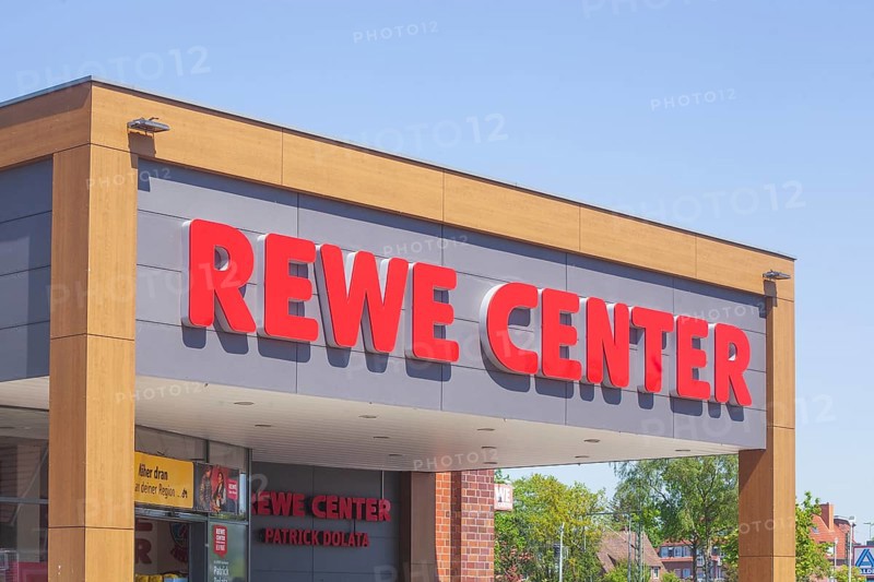REWE Marken-Discount logo on a supermarket, Germany, Europe