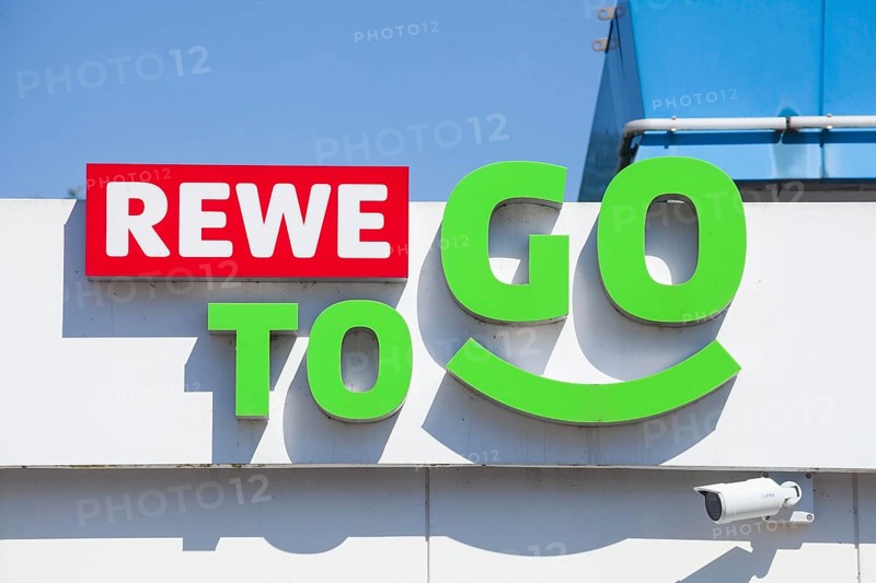 REWE To Go Marken-Discount logo at a petrol station, Germany, Europe