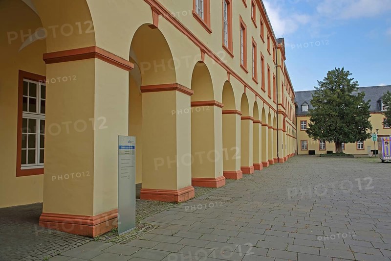 Arcade of the University, Lower Castle built 17th century, baroque, Siegen, Siegerland, North Rhine-Westphalia, Germany, Europe