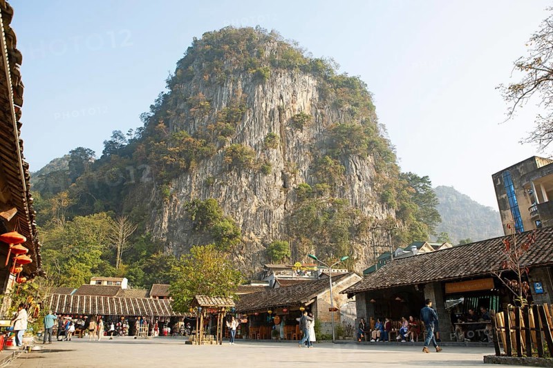Karst hill in the centre of the old town of Dong Van, Ha Giang province, Vietnam, Asia