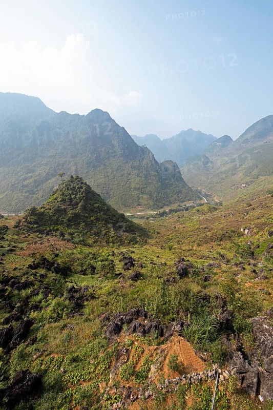 Road through the northern mountain landscape, Ha Giang province, Vietnam, Asia