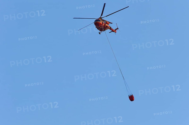 Helicopter, helicopter, fire-fighting helicopter, close, blue sky, fire, Falassarna, West Crete, Crete, Greece, Europe