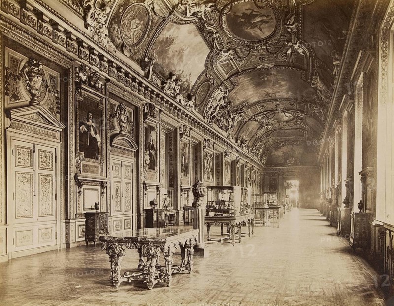 Louvre Museum, The Apollo Gallery, 1885, 1st arrondissement, Paris, France, Historic, digitally restored reproduction from an original of the period, Europe