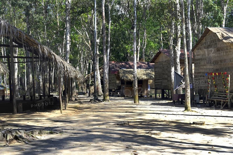Traditional wooden house of the Tuyuca natives people village, Manaus, Amazonia State, Brazil, South America