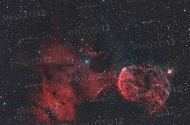 IC443, jellyfish nebula, galactic supernova remnant in the constellation Gemini on the ecliptic