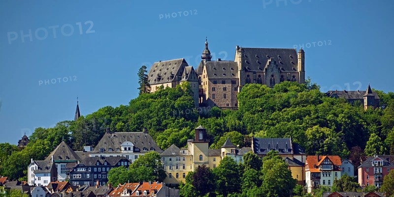 The landgrave's castle above the old town in Marburg an der Lahn, Hesse, Germany, Europe