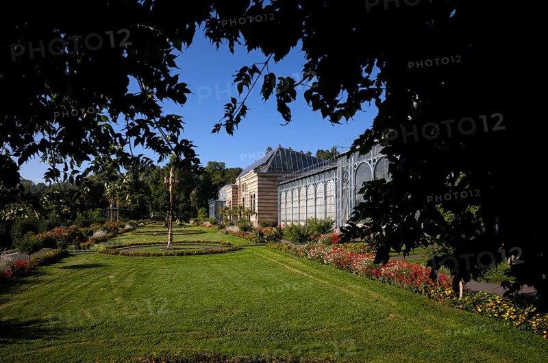 Moorish country house with garden, greenhouse, Zoological-Botanical Garden, Wilhelma, Stuttgart, Baden-Württemberg, Germany, Europe