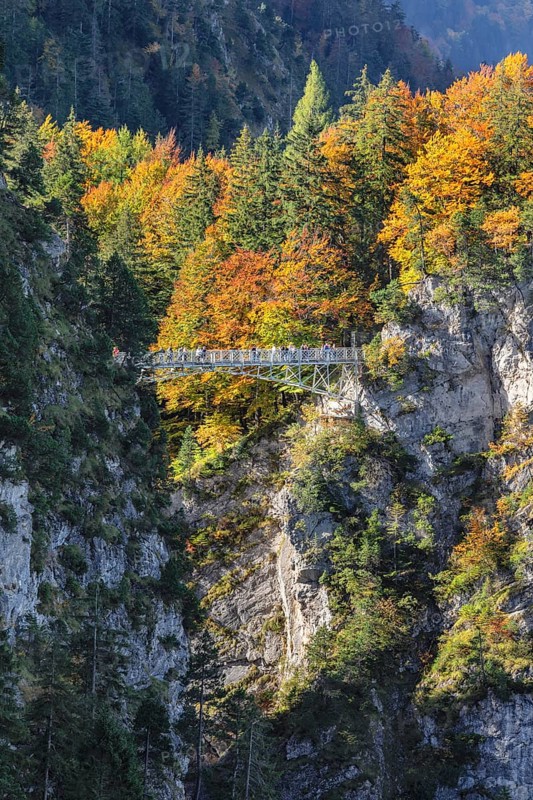 Tourists on the Marienbrücke, Schwangau near Füssen, AllgÃ¤u, Bavaria, Germany, Füssen, Bavaria, Germany, Europe
